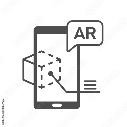 AR app vector icon isolated on white background. Virtual reality and augmented reality mobile app icon. Futuristic technology concept
