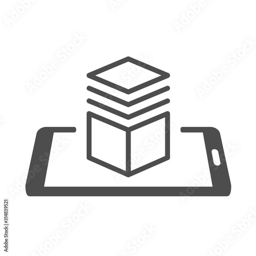 3D visualization vector icon isolated on white background. VR and AR technology app for smartphones. Virtual reality futuristic technology concept