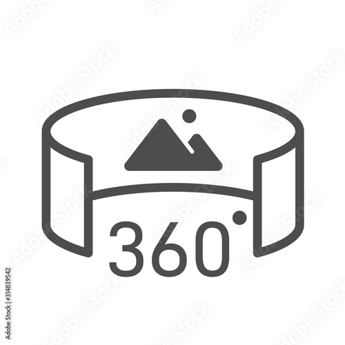 Virtual tour vector icon isolated on white background. VR and AR technology app for smartphones. Virtual reality futuristic technology concept. 360 panoramic view