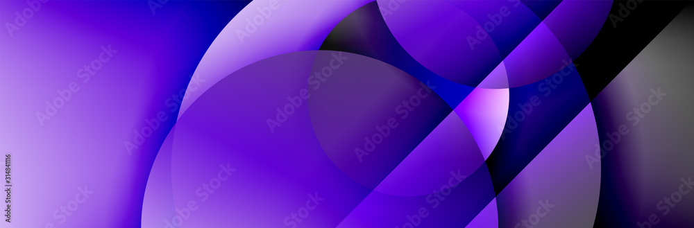 Dynamic trendy geometrical abstract background. Circles, round shapes 3d shadow effects and fluid gradients. Modern overlapping round forms Dynamic trendy geometrical abstract background. Circles, round shapes 3d shadow effects and fluid gradients. Modern overlapping round forms
