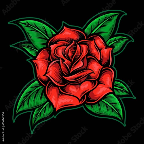 rose flower tattoo style vector