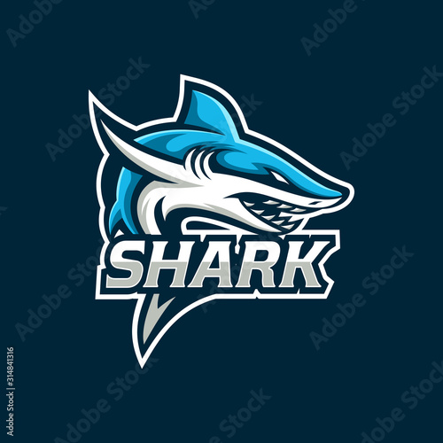 Shark esport gaming mascot logo template Vector