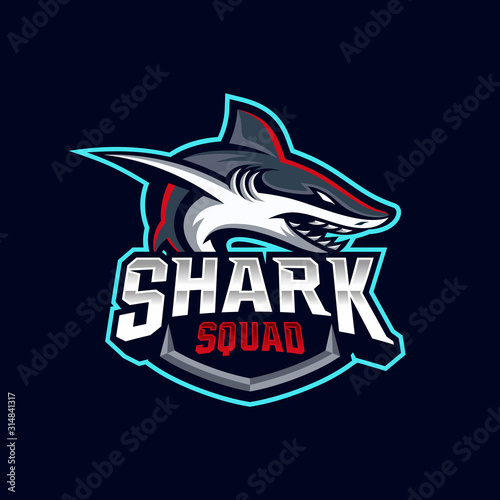 Shark esport gaming mascot logo template Vector