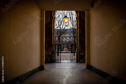 Photography Gate door to the Palais Royal public garden, Paris, France