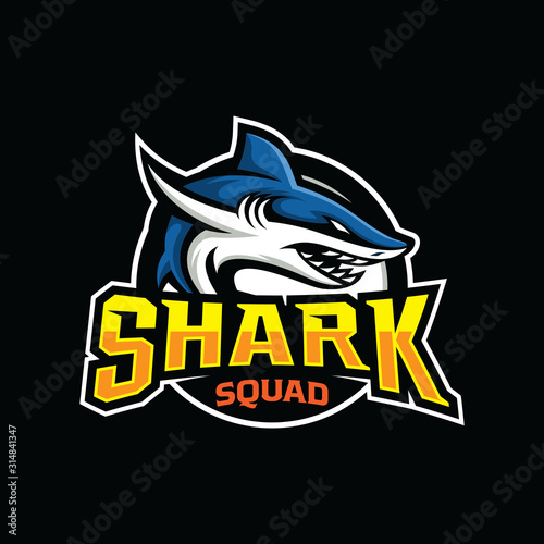 Shark esport gaming mascot logo template Vector