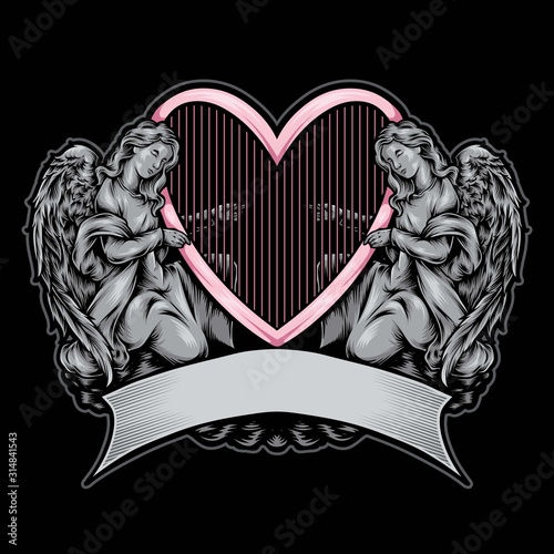 angel statue vector logo illustration