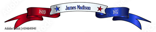 USA Red White And Blue James Madison Ribbon Banner