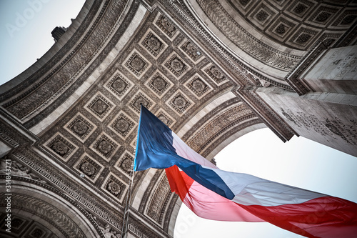 Arc de Triomphe with French flag © Namsun