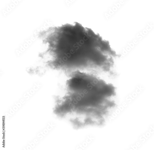 Black smoke isolated on a white background