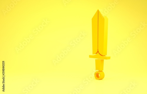 Quadro su tela Yellow Sword for game icon isolated on yellow background