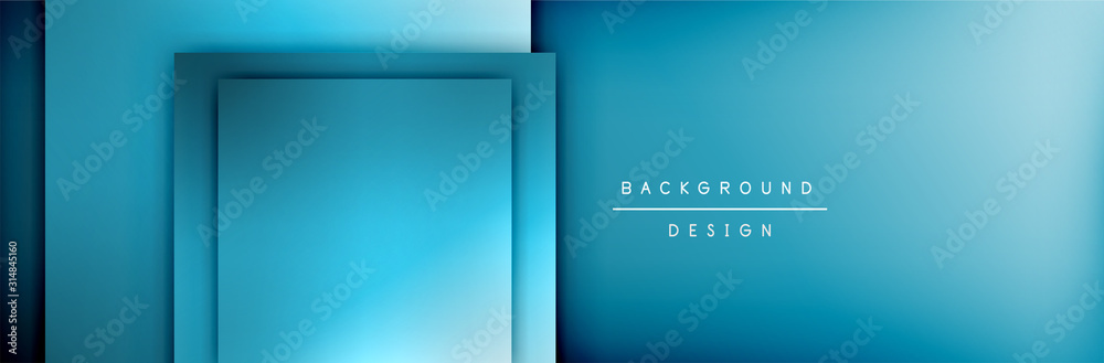 Square shapes composition geometric abstract background. 3D shadow effects and fluid gradients. Modern overlapping forms
