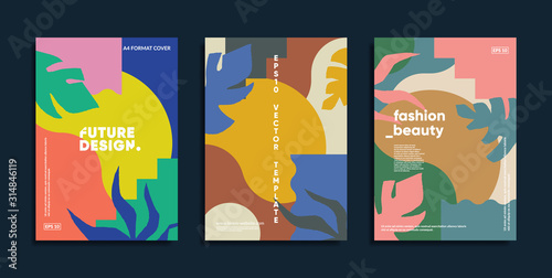 Tropic minimal cover templates. Invitation cards. Eps10 vector. 