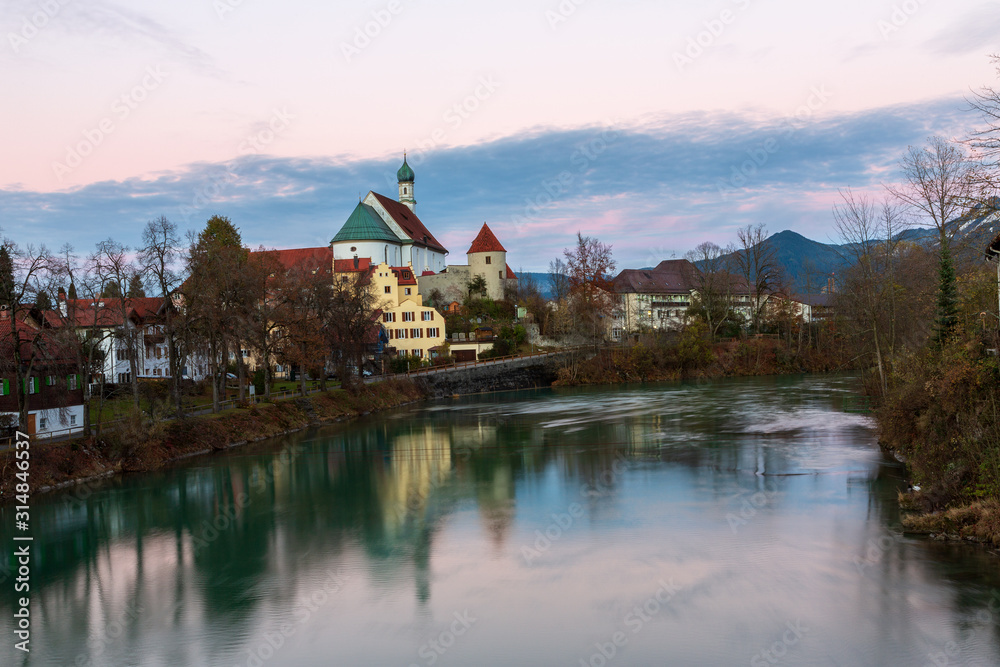 Fototapeta premium Panoramic view of old town Fuessen, Bavaria Germany