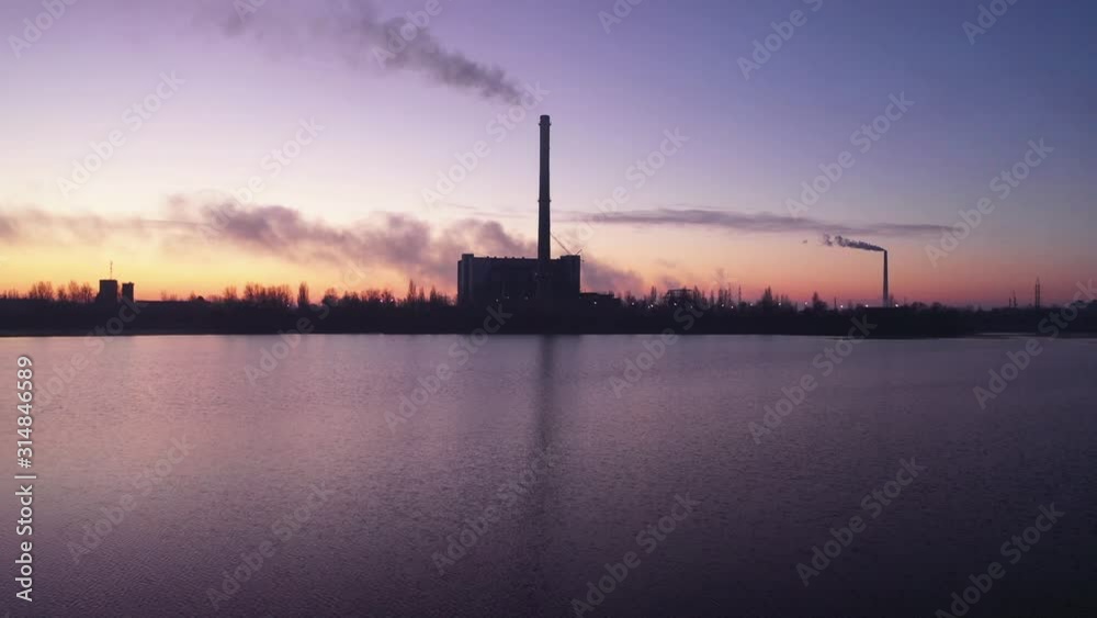 Aerial View of the Waste Incinerator Plant With Smoking Smokestack Aerial View of the Waste Incinerator Plant With Smoking Smokestack
