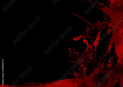 abstract vector splatter red color on black color design background. illustration vector design.