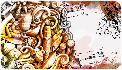 Africa hand drawn doodle banner. Cartoon detailed flyer.