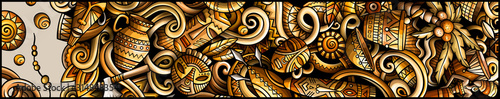 Africa hand drawn doodle banner. Cartoon detailed flyer.