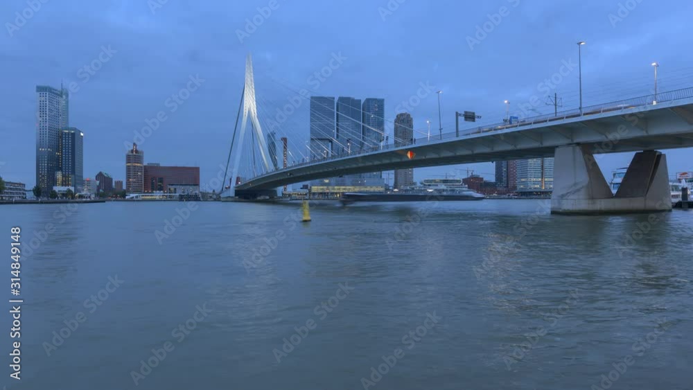 Erasmus Bridge And Skyline Of kop Van Zuid District In Rotterdam, Netherlands Erasmus Bridge And Skyline Of kop Van Zuid District In Rotterdam, Netherlands