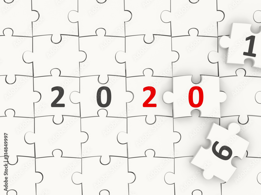 Fototapeta premium 2020 New year symbol on puzzle