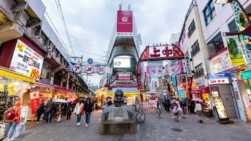 4k video of Tokyo, Ueno, Tokyo, Japan- November 6, 2019: 4K time lapse video of many people shopping at Ameya-Yokocho(AmeYoko) or Ameyayokocho Market.
