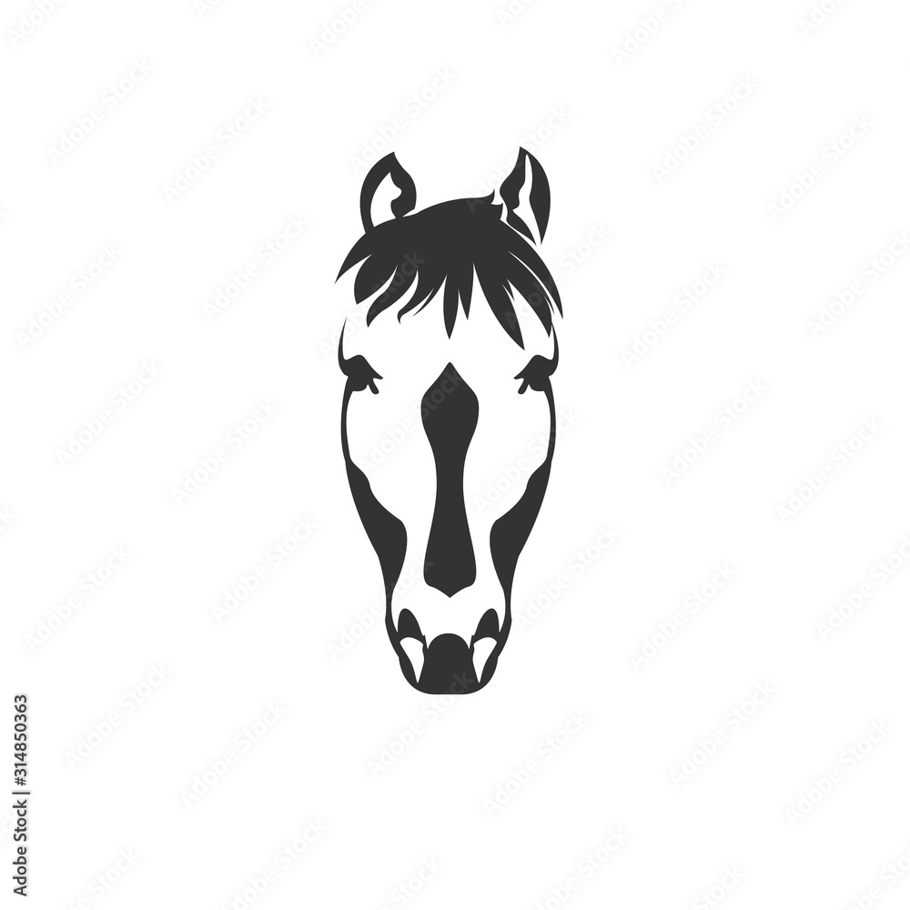 Vector of horse head  icon to animal Black and White Logo, Sign, Design. symbol. Illustrator. on white background