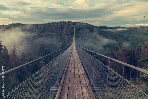 View of a suspension bridge in Germany, Geierlay. photo