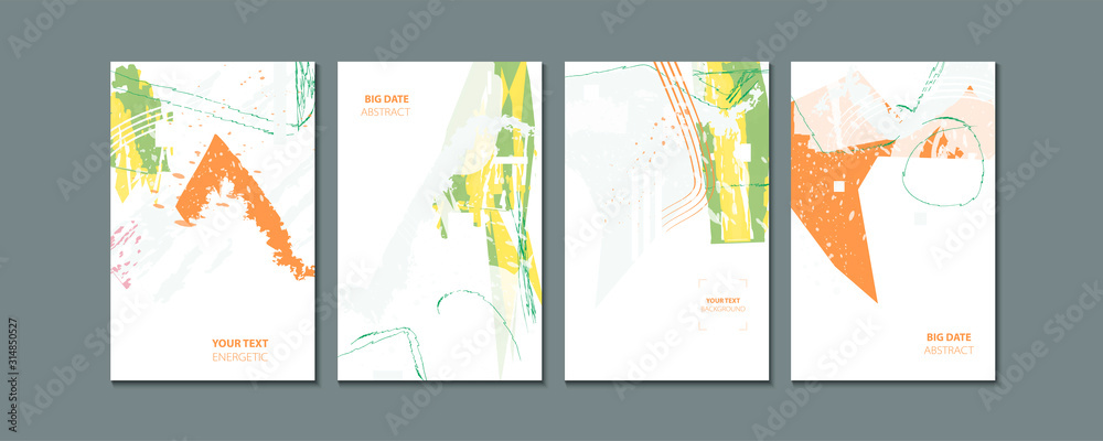 Naklejka premium Simple comfortable paint brush soothing pastel muted pale calm tones card templates set