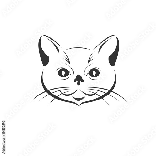 Vector of a cat face icon to animal Black and White Logo, Sign, Design. symbol. Illustrator. on white background
