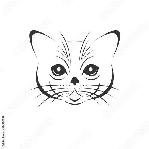 Vector of a cat face icon to animal Black and White Logo  Sign  Design. symbol. Illustrator. on white background