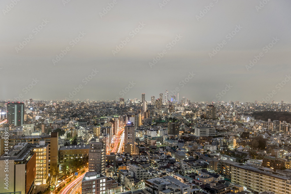 東京都文京区後楽園から見た東京の夜景