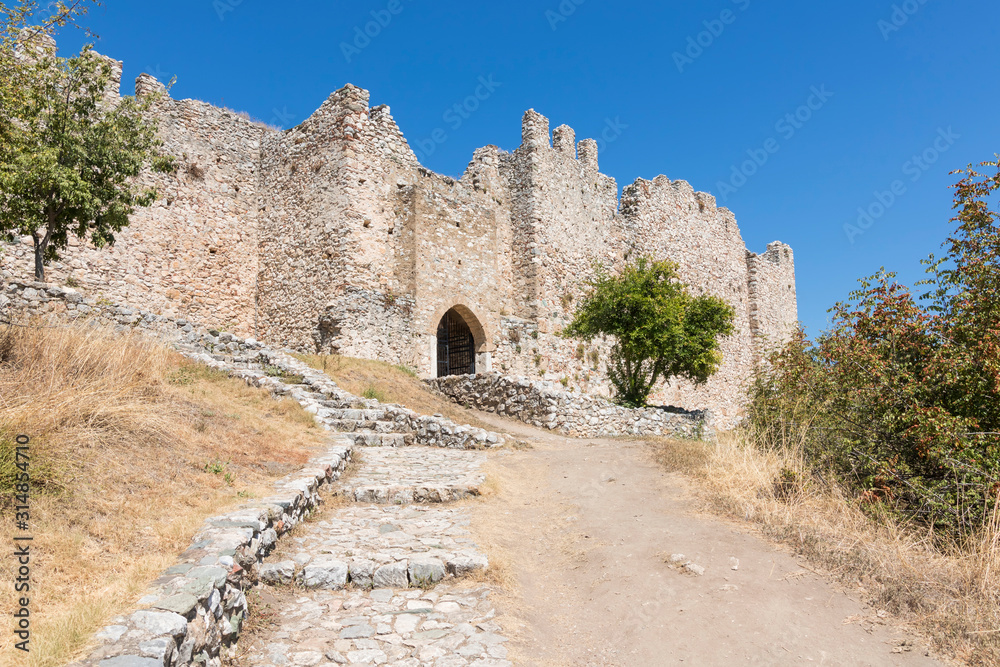 The Platamon Castle is a Crusader castle in northern Greece - Macedonia, Pieria. It is located southeast of Mount Olympus, The tower is an imposing medieval fortress.