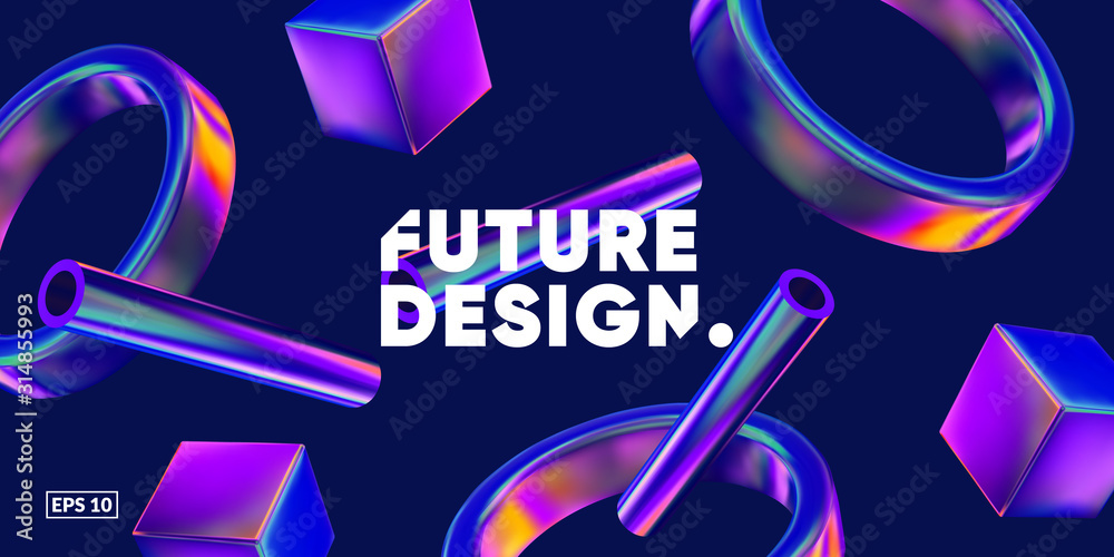 3D background with gradient geometric shapes. Eps10 vector.