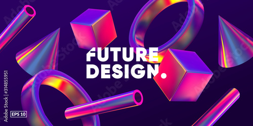 3D background with gradient geometric shapes. Eps10 vector.