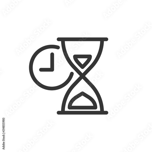 Time or Hourglass icon in thin line style - vector