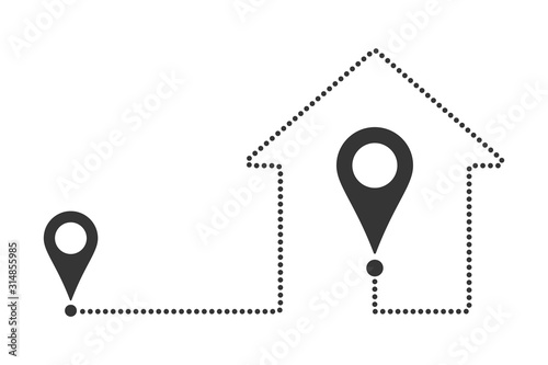 Outline home location icon. The way home.