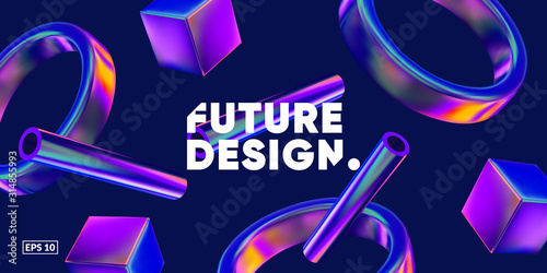 3D background with gradient geometric shapes. Eps10 vector.