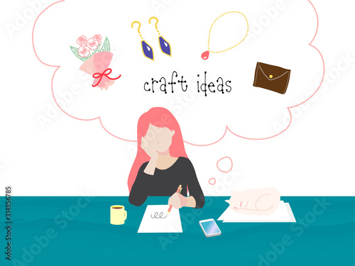woman thinking about craft ideas