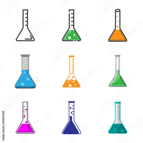 Chemical bottle multi style icon pack design