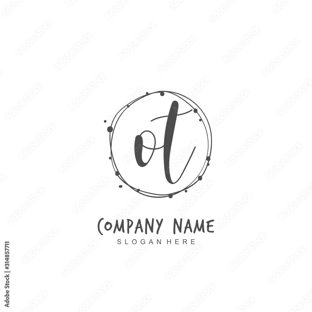 Handwritten initial letter O T OT for identity and logo. Vector logo template with handwriting and signature style.