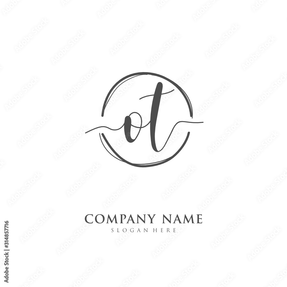 Handwritten initial letter O T OT for identity and logo. Vector logo template with handwriting and signature style. Handwritten initial letter O T OT for identity and logo. Vector logo template with handwriting and signature style.