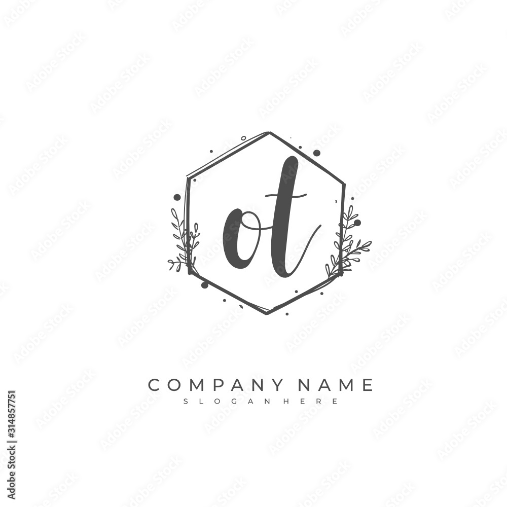 Handwritten initial letter O T OT for identity and logo. Vector logo template with handwriting and signature style. Handwritten initial letter O T OT for identity and logo. Vector logo template with handwriting and signature style.