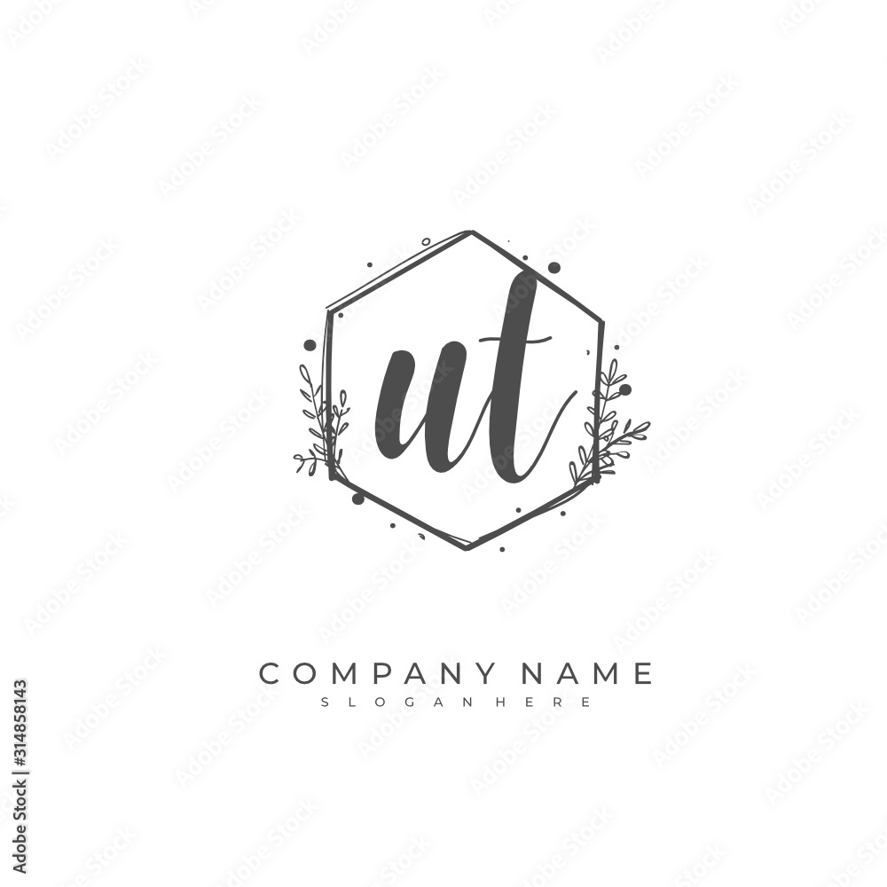 Handwritten initial letter U T UT for identity and logo. Vector logo template with handwriting and signature style. Handwritten initial letter U T UT for identity and logo. Vector logo template with handwriting and signature style.