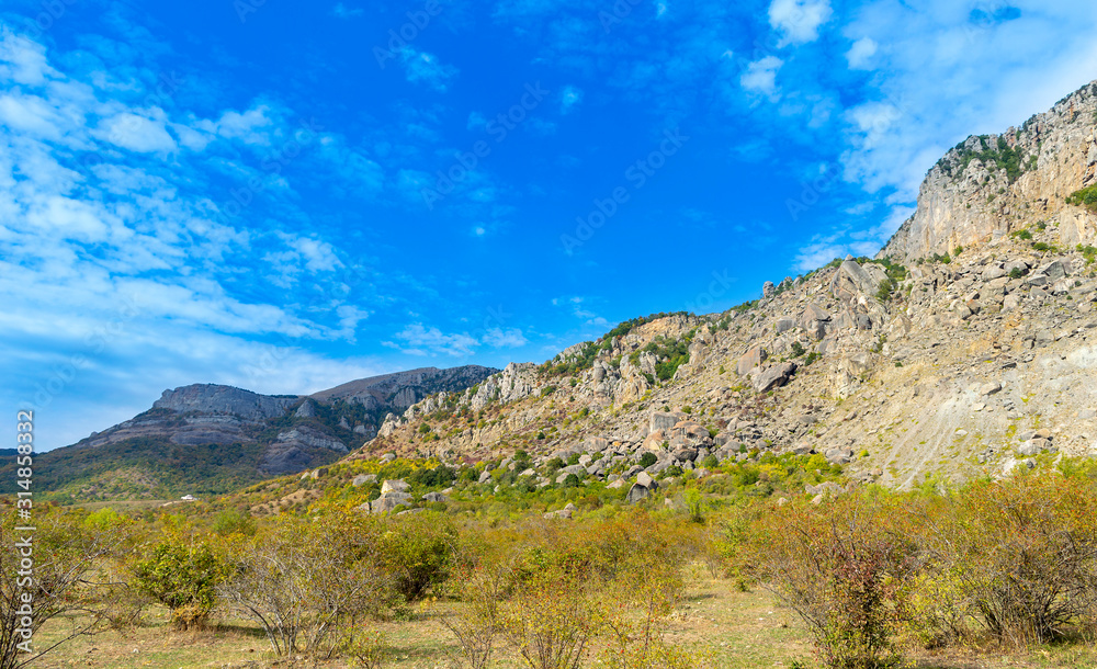 Mountain landscape, Crimea, Russia. Demerdji mountain. This place is a natural tourist attraction of Crimea