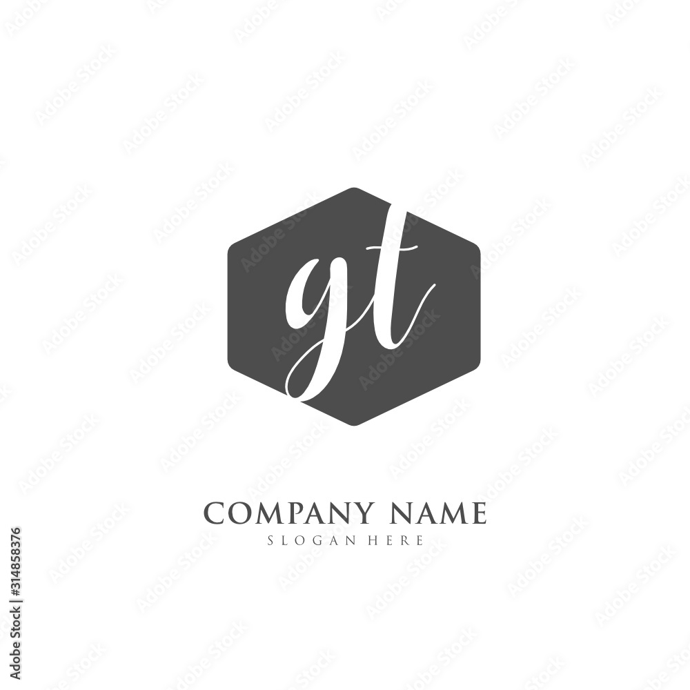 Handwritten initial letter G T GT for identity and logo. Vector logo template with handwriting and signature style. Handwritten initial letter G T GT for identity and logo. Vector logo template with handwriting and signature style.