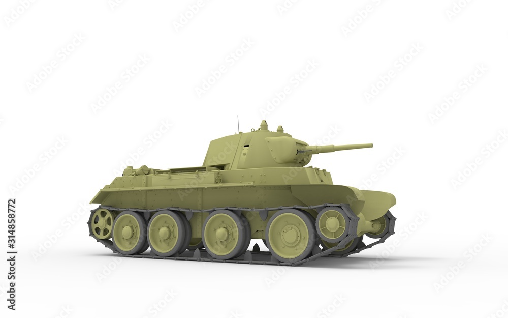 3d rendering of a tank isolated in white studio background