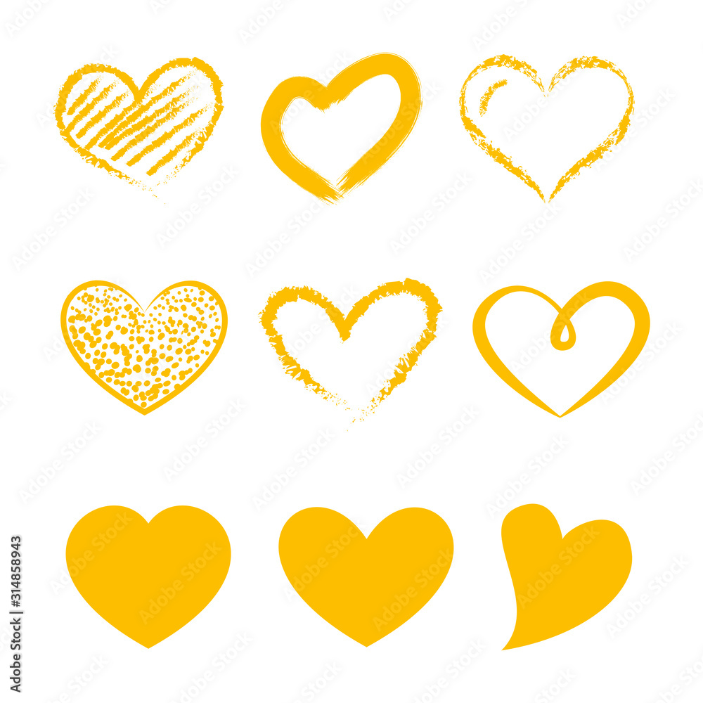 Walentynki - zestaw złotych serc - obrazy, fototapety, plakaty 