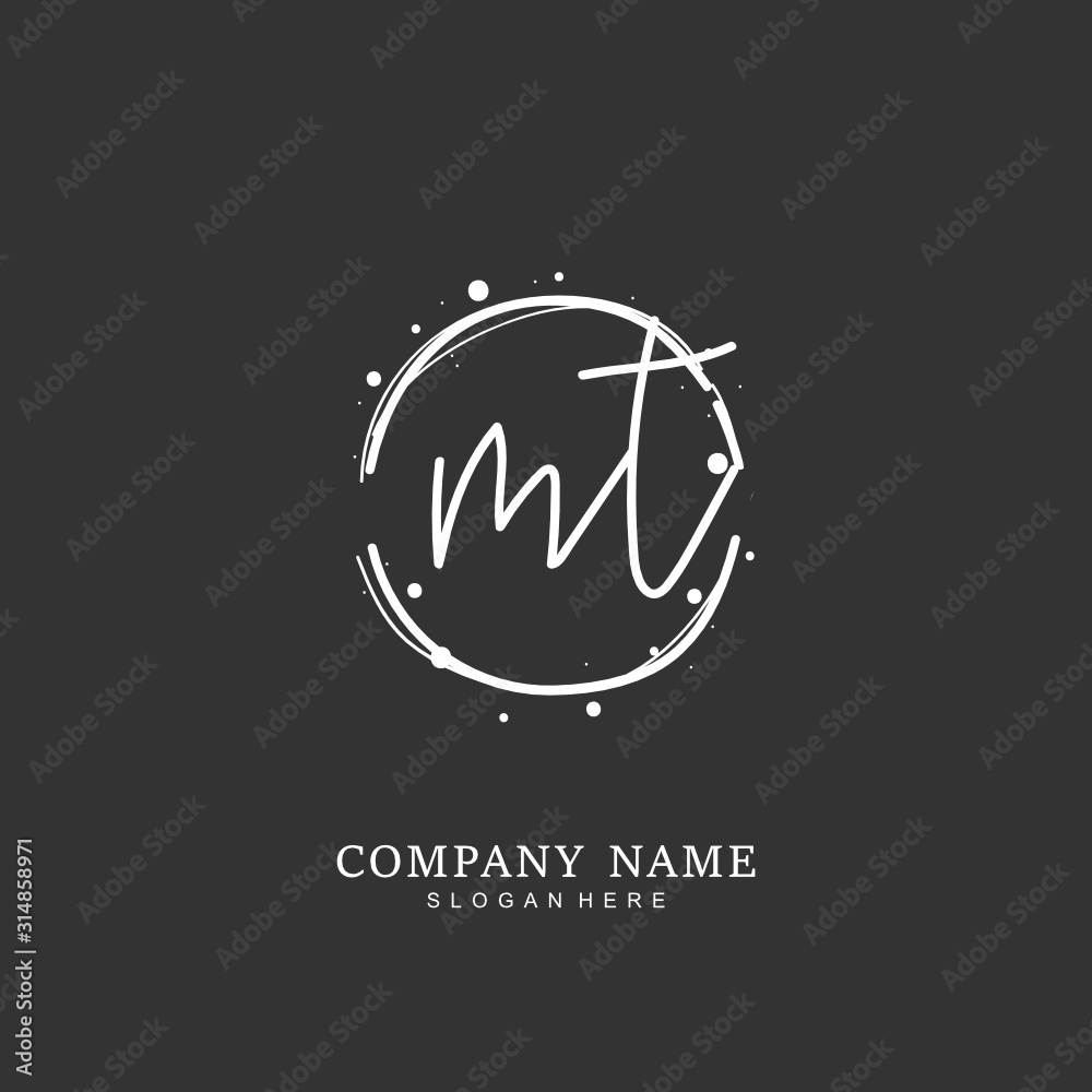 Handwritten initial letter M T MT for identity and logo. Vector logo template with handwriting and signature style. Handwritten initial letter M T MT for identity and logo. Vector logo template with handwriting and signature style.