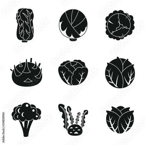 Farm cabbage icons set. Simple set of farm cabbage vector icons for web design on white background