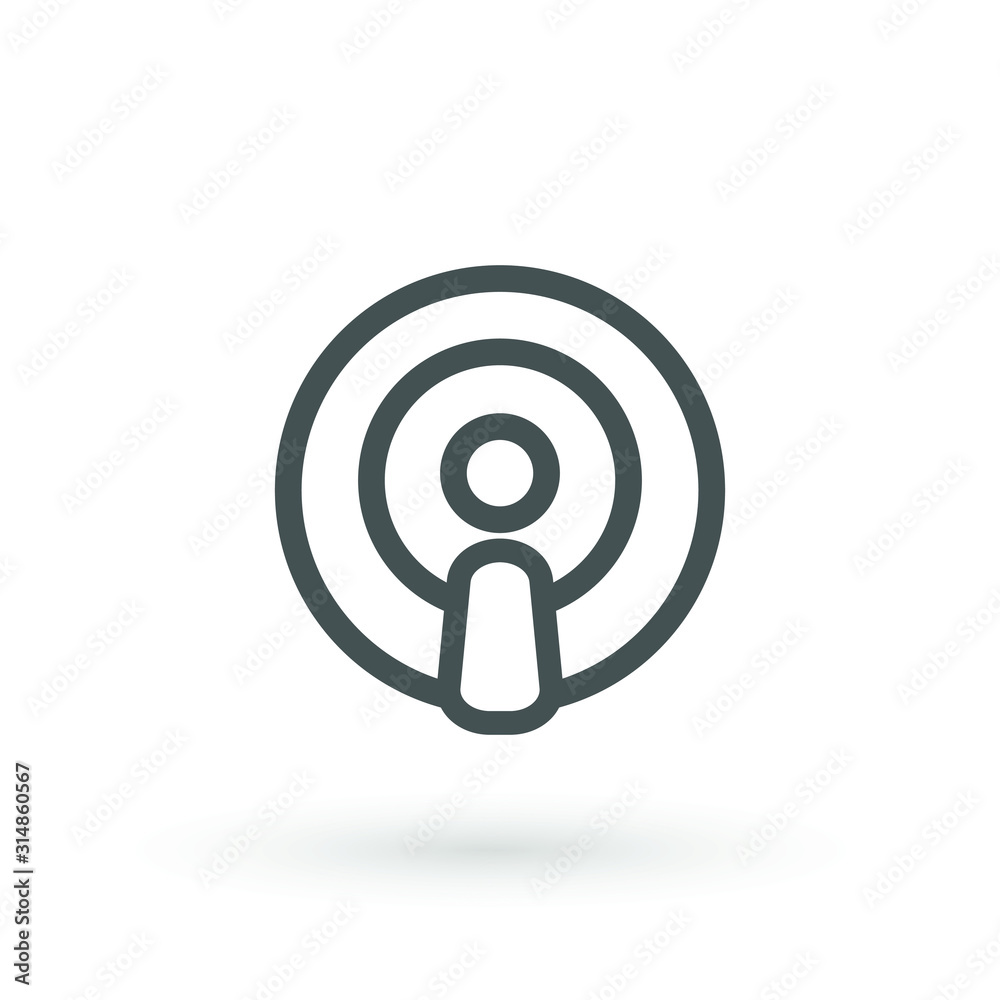 Podcast icon flat design. Podcast Icon. Broadcasting Illustration As A Simple Vector Sign Trendy Symbol for Design, Websites, Presentation or Application. Vector illustration.