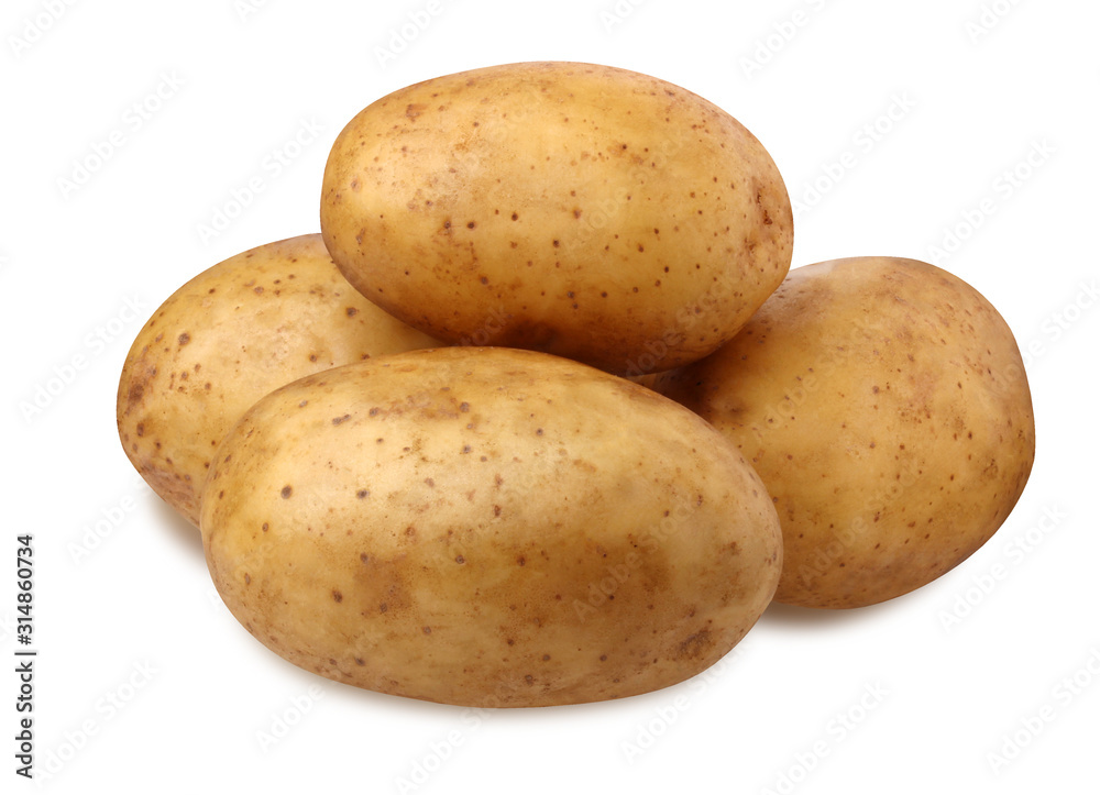 pile of potatoes isolated on a white background with a clipping path. pile of potatoes isolated on a white background with a clipping path.